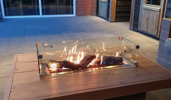 Vuurtafel met ingebouwde gasfles van propaan