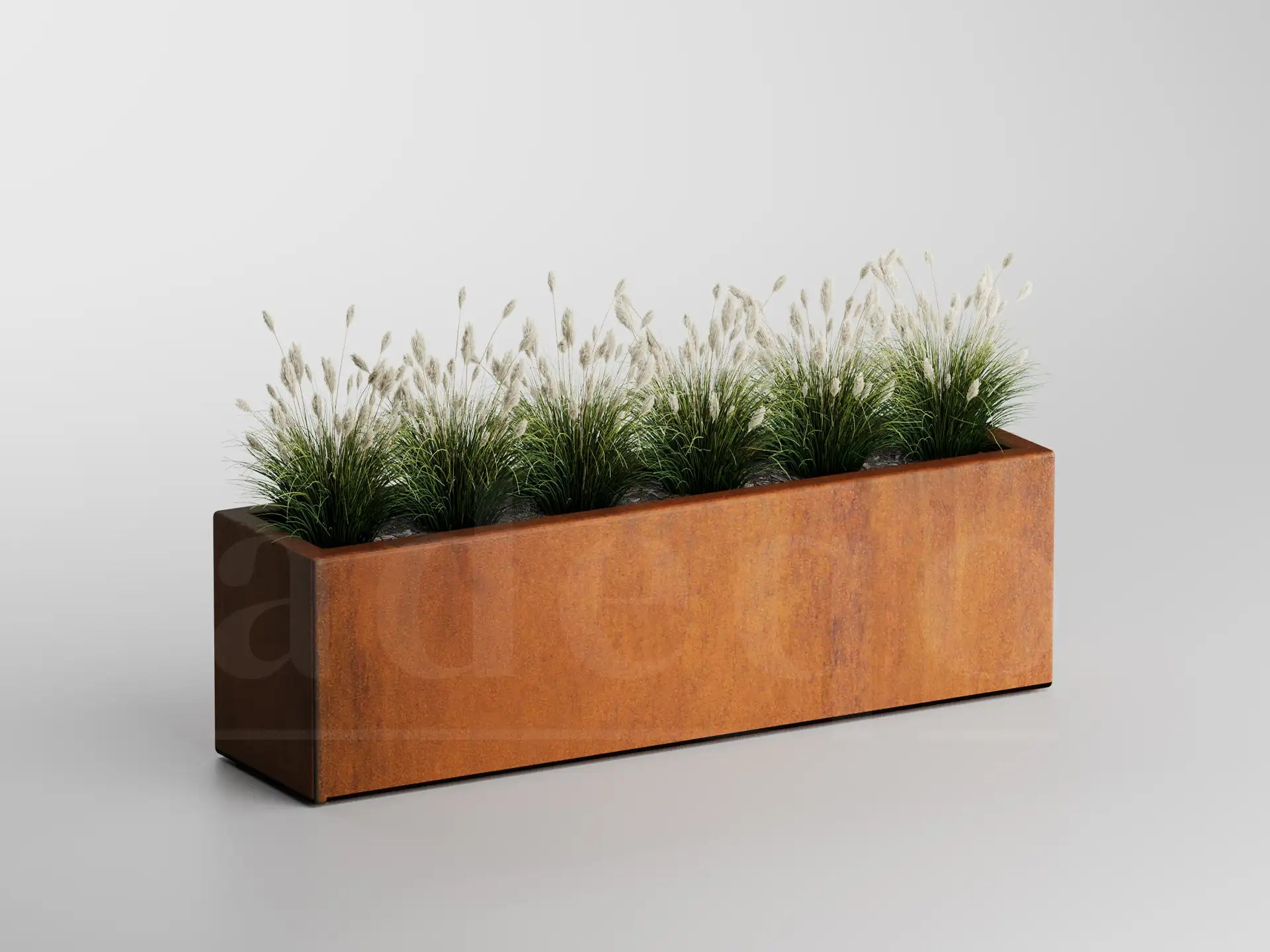 Adeqo cortenstaal plantenbak rechthoek 120 x 30 x 35 cm - Dikte 1,5mm - Met bodem
