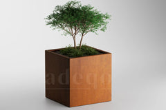 Adeqo cortenstaal plantenbak vierkant 80 x 80 x 80 cm  - Dikte 2mm - Met bodem