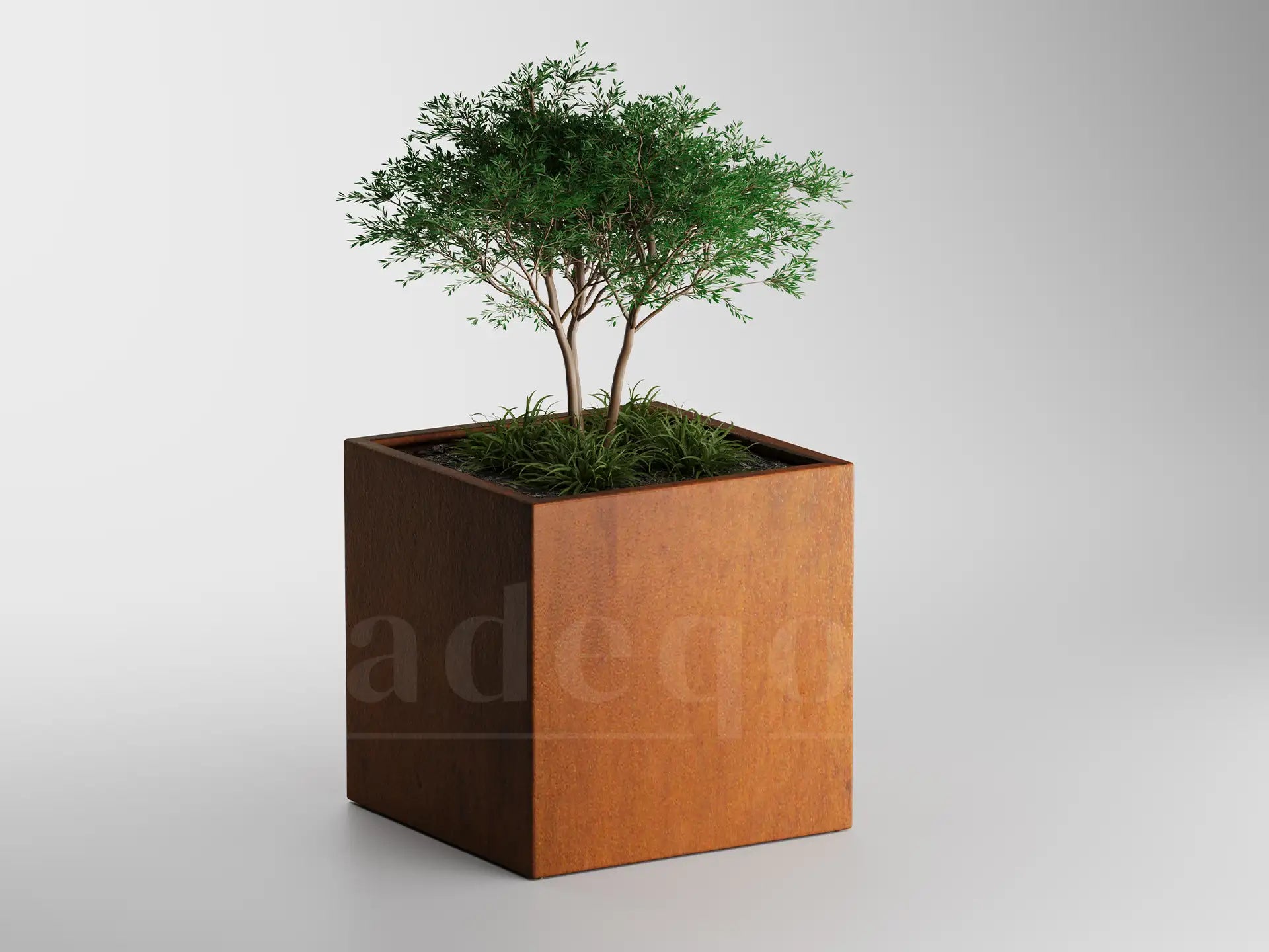 Adeqo cortenstaal plantenbak vierkant 80 x 80 x 80 cm - Dikte 2mm - Met bodem