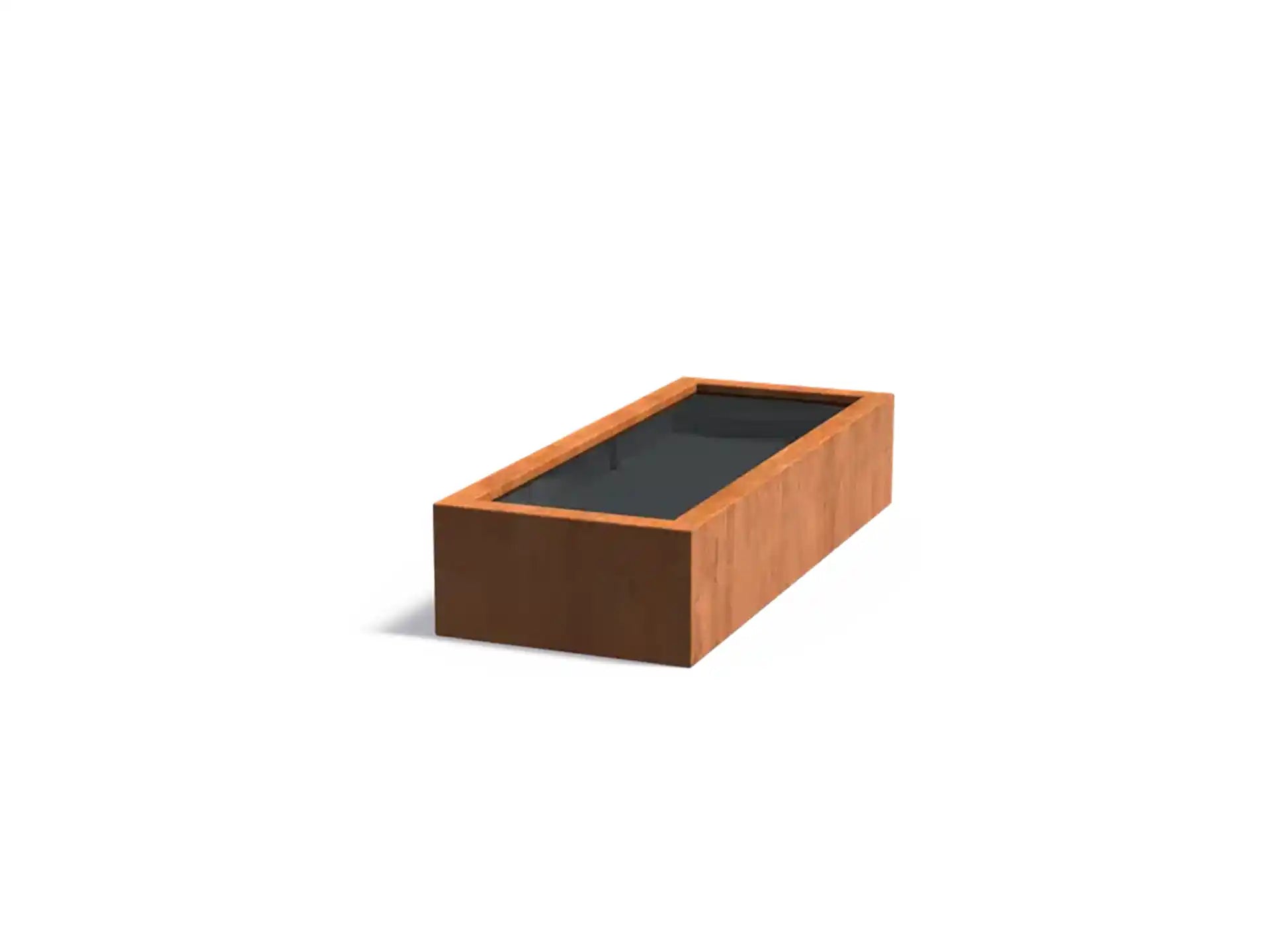 Adezz vijver van cortenstaal 200 x 80 x 40 cm met stoere roestkleur en strakke afwerking voor moderne tuinen