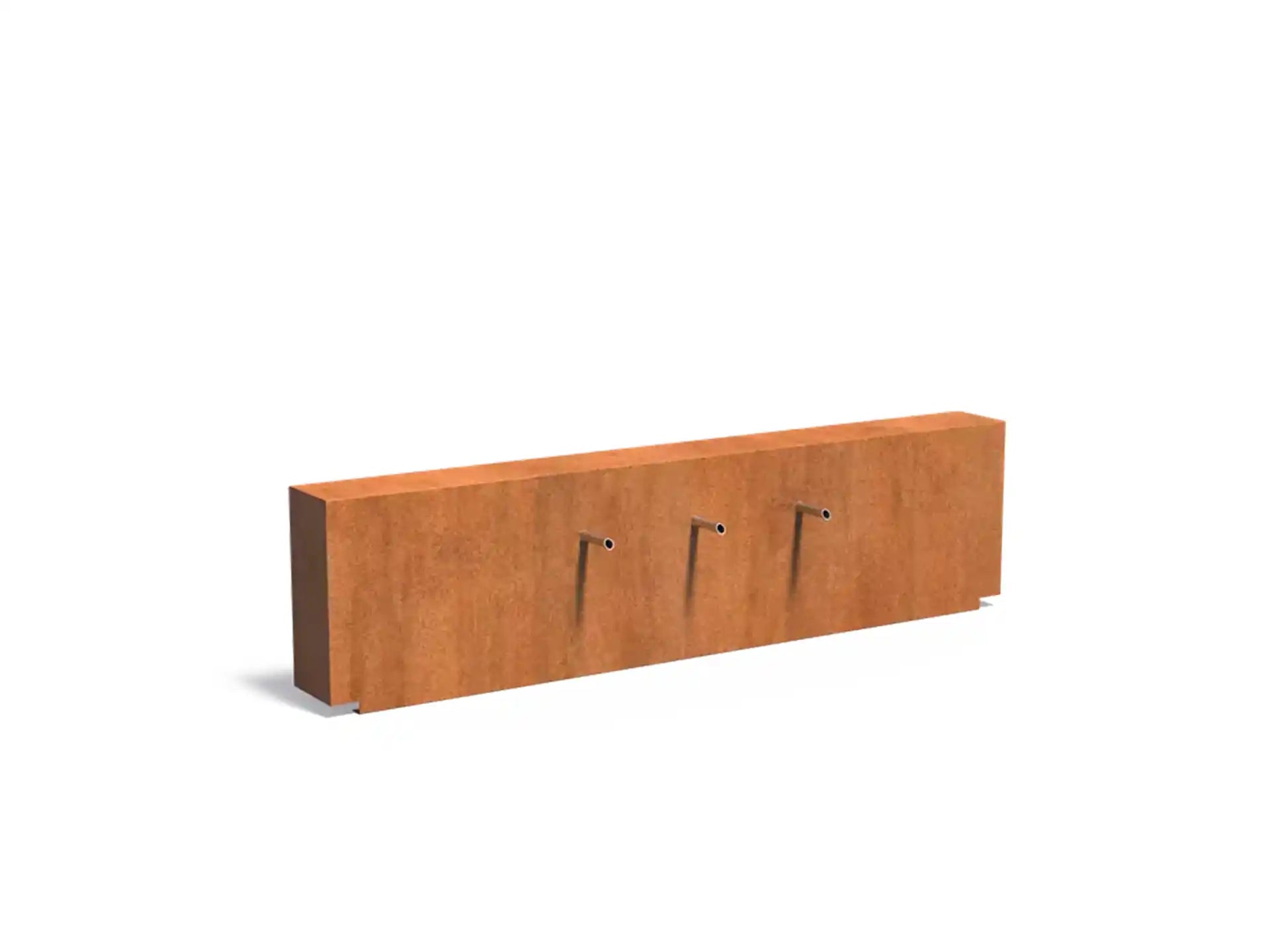 Adezz Vijvermuur geplaatst op Vijver Cortenstaal 250 x 25 x 60 cm met 3 pijpjes en pomp