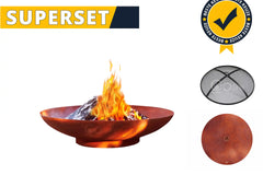 GoFire SUPERSET Soho vuurschaal cortenstaal met vonkenscherm en deksel 100 cm