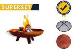 GoFire SUPERSET Lev vuurschaal cortenstaal met vonkenscherm en deksel 100 cm