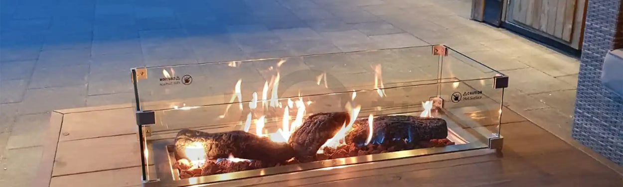 Vuurtafel met ingebouwde gasfles van propaan