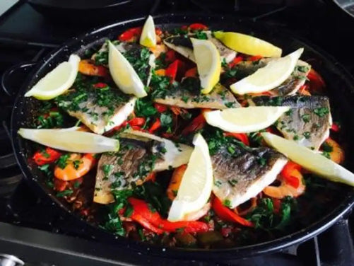 Recept paella met dorade, gamba’s & mosselen