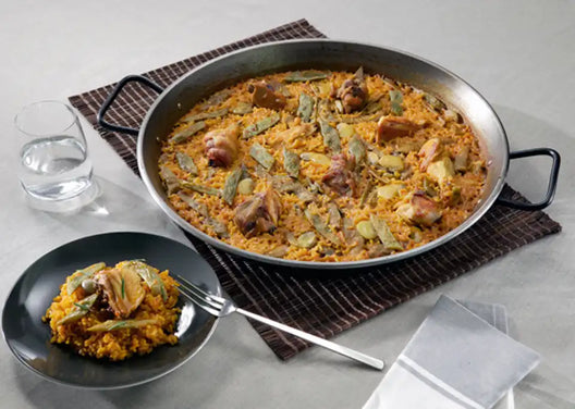 Recept paella met konijn, sausijsjes en tuinbonen
