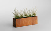 Adeqo cortenstaal plantenbak rechthoek 80 x 30 x 35 cm - Dikte 1,5mm - Met bodem