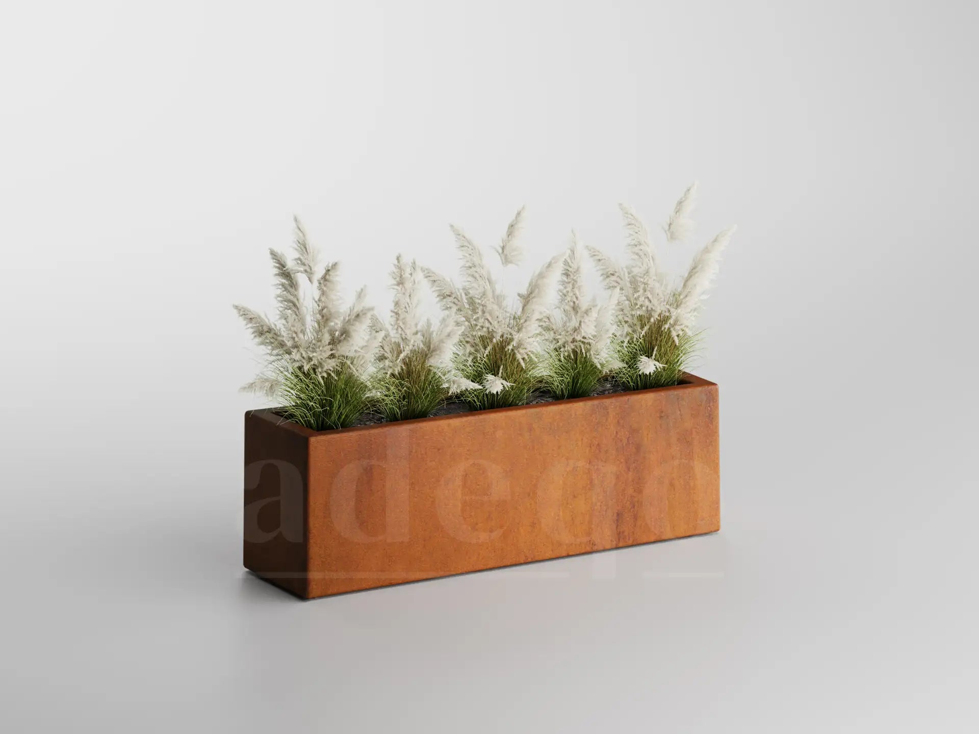 Adeqo cortenstaal plantenbak rechthoek 80 x 30 x 35 cm - Dikte 1,5mm - Met bodem