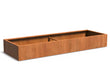 Cortenstalen plantenbak Adezz Carrez 300×100×40 cm rechthoekig met bodem, lage en brede bak voor moderne tuinen.