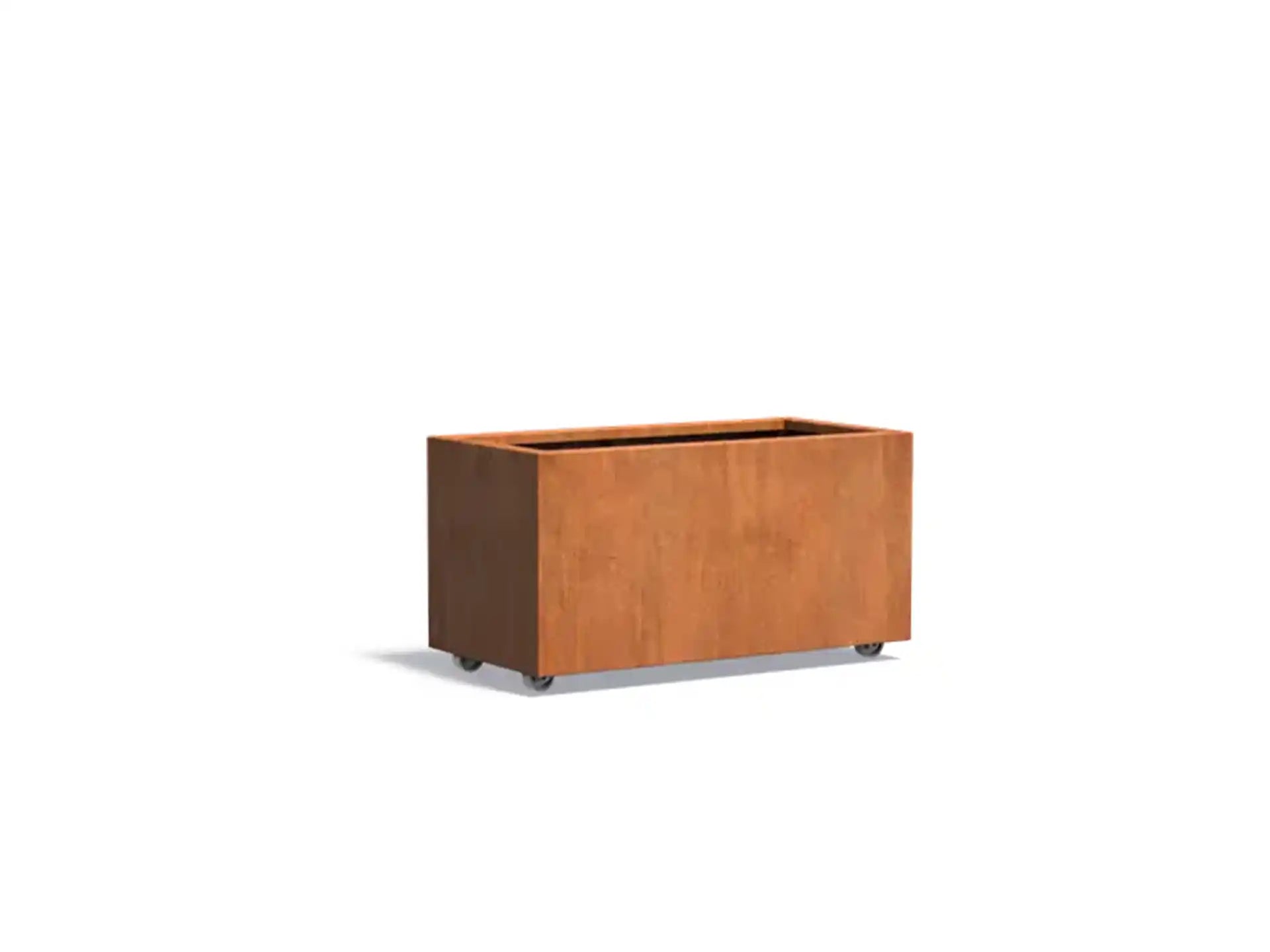 Adezz Carrez Cortenstaal Plantenbak Rechthoek met wielen 100 x 50 x 50 cm - met bodem