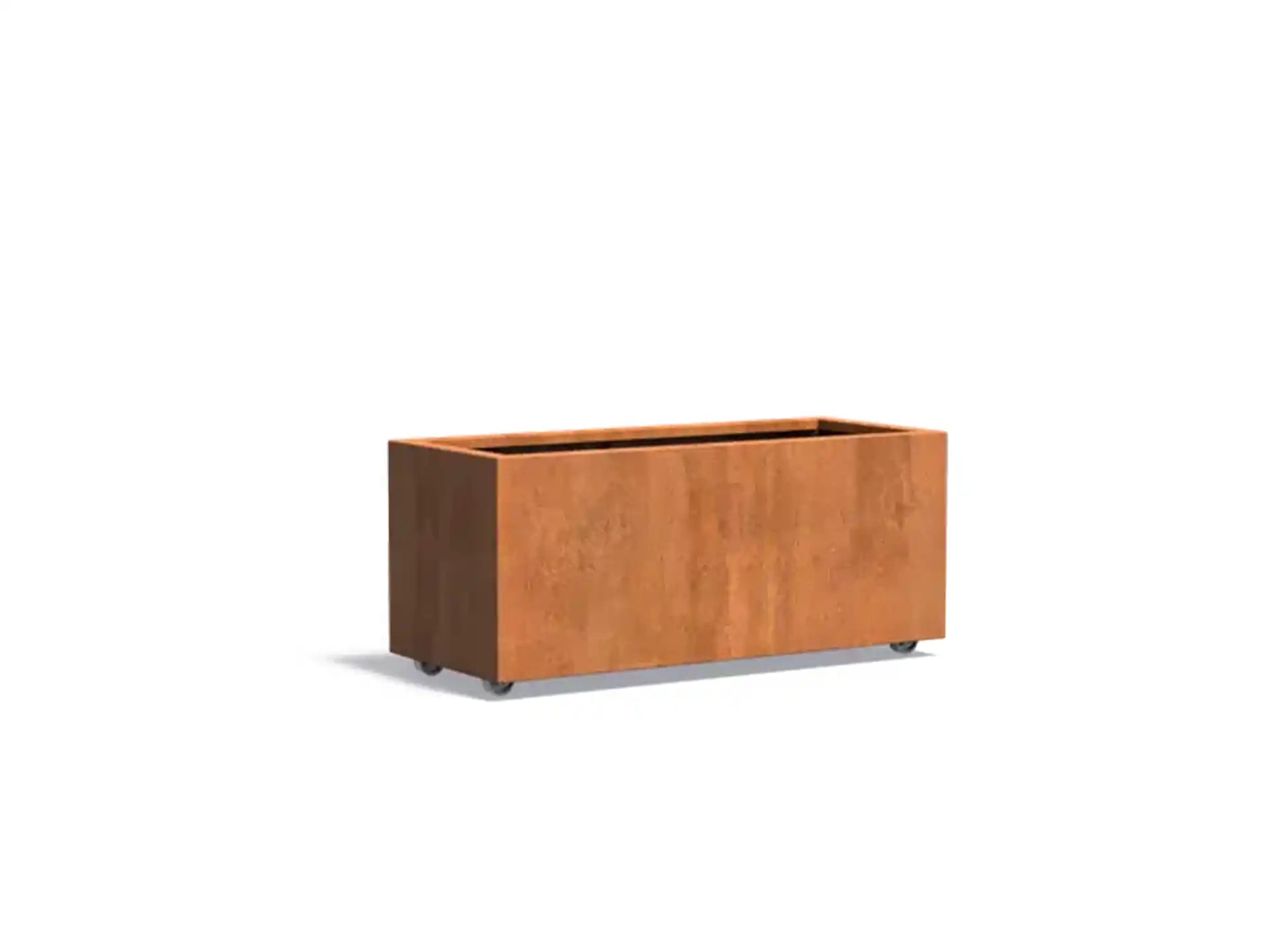 Adezz Carrez Cortenstaal Plantenbak Rechthoek met wielen 120 x 50 x 50 cm - met bodem