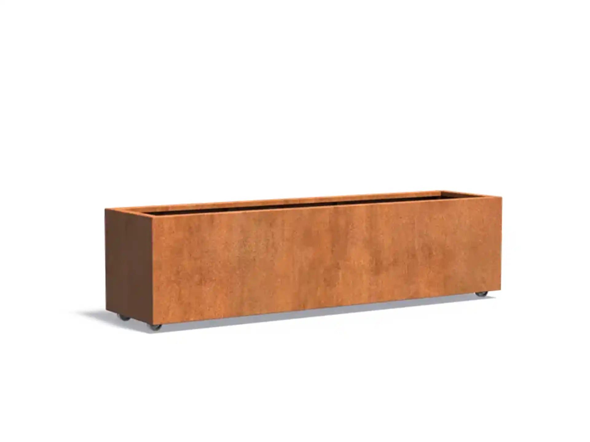 Adezz Carrez Cortenstaal Plantenbak Rechthoek met wielen 200 x 50 x 50 cm - met bodem