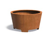 Adezz Conic cortenstalen ronde plantenbak 150×150×80 cm met poten en bodem, duurzame en elegante tuinbak.