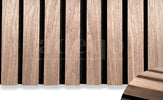 Adeqo Akupanel - Licht Walnoot hout 260 x 60 cm - 3 zijdig écht houtfineer - Akoestische Wandpanelen