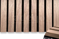 Adeqo Akupanel - Licht Walnoot hout 260 x 60 cm - 3 zijdig écht houtfineer - Akoestische Wandpanelen