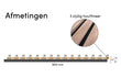 Technische tekening van Adeqo akoestisch wandpaneel in Licht Walnoot met 3-zijdig houtfineer en afmetingen.