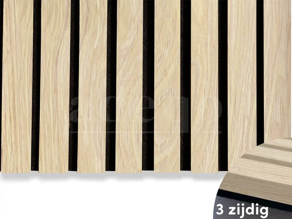 Adeqo Akupanel - Natuurlijk Eiken hout 300 x 60 cm - 3 zijdig écht houtfineer - Akoestische Panelen