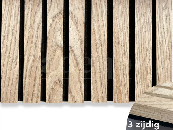 Adeqo Akupanel - Rustiek Eiken hout 300 x 60 cm - 3 zijdig écht houtfineer - Akoestische Panelen