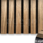 Adeqo akupanel - Bruin Eiken hout 260 x 60 cm - 3 zijdig écht houtfineer - Akoestische Wandpanelen