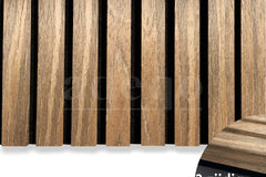Adeqo akupanel - Bruin Eiken hout 260 x 60 cm - 3 zijdig écht houtfineer - Akoestische Wandpanelen
