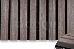 Adeqo Akupanel - Donker Walnoot hout 260 x 60 cm - 3 zijdig écht houtfineer - Akoestische Wandpanelen