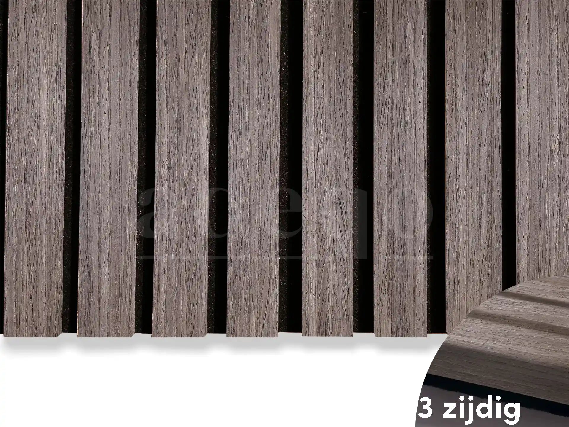 Adeqo Akupanel - Donker Walnoot hout 300 x 60 cm - 3 zijdig écht houtfineer - Akoestische Panelen