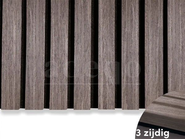 Adeqo Akupanel - Donker Walnoot hout 300 x 60 cm - 3 zijdig écht houtfineer - Akoestische Panelen