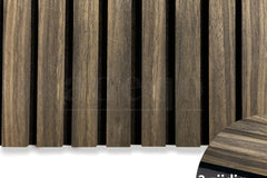 Adeqo Akupanel - Gerookt Eiken hout 260 x 60 cm - 3 zijdig écht houtfineer - Akoestische Wandpanelen