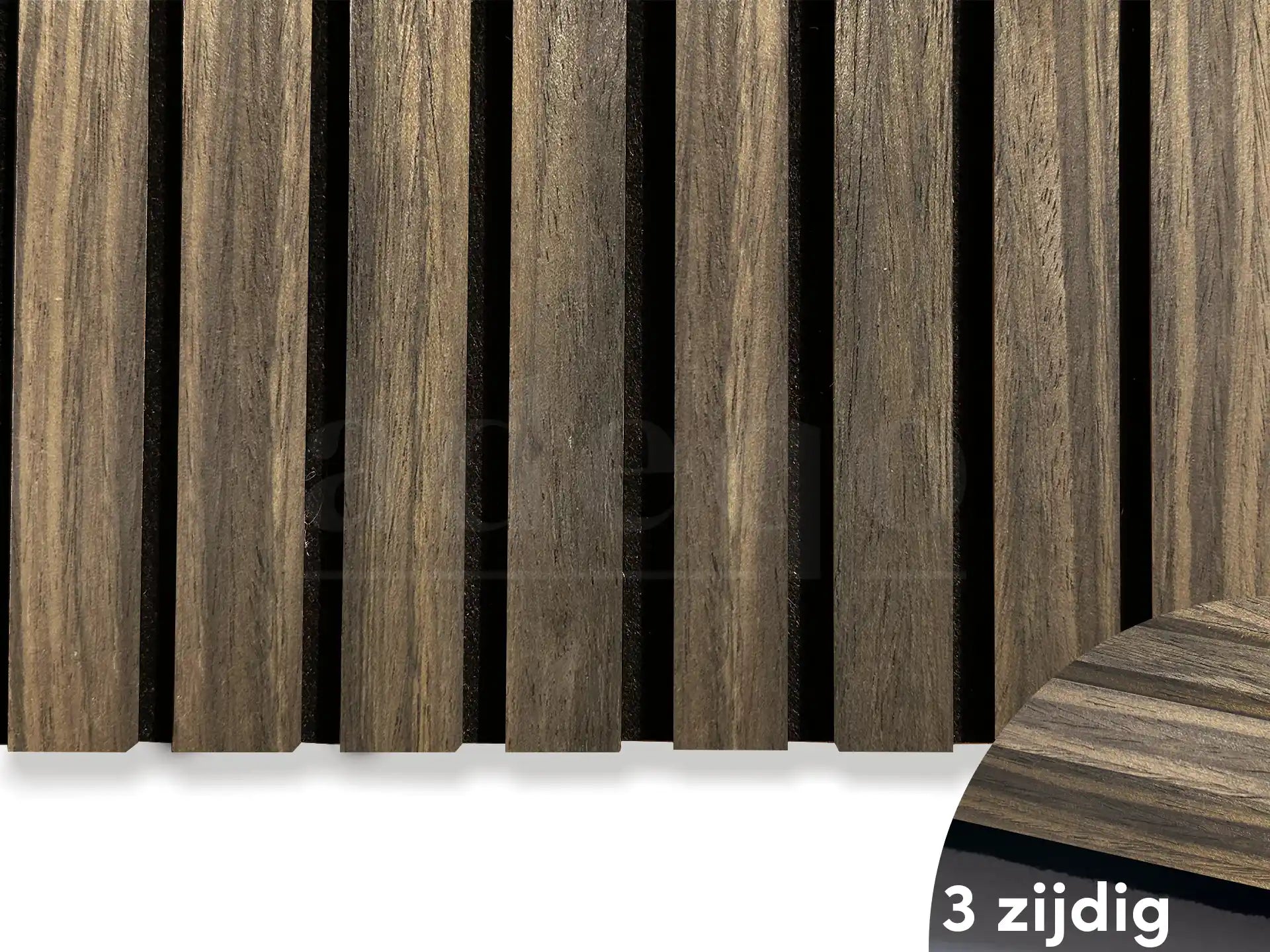 Adeqo Akupanel - Gerookt Eiken hout 260 x 60 cm - 3 zijdig écht houtfineer - Akoestische Wandpanelen