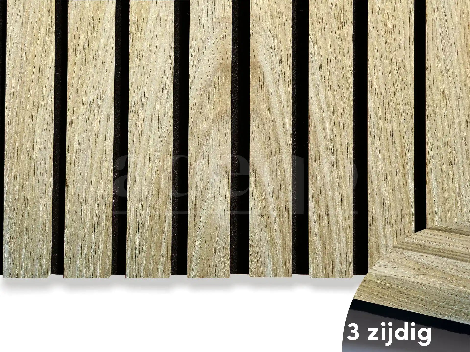 Adeqo Akupanel - Klassiek Eiken hout 300 x 60 cm - 3 zijdig écht houtfineer - Akoestische Wandpanelen