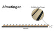 Adeqo akoestische wandpanelen in Klassiek Eiken met 3-zijdige houtfineerafwerking, technische afmetingen weergegeven.