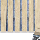 Adeqo Akupanel - Natuurlijk Eiken hout (grijs vilt) 300 x 60 cm - 3 zijdig écht houtfineer - Akoestische Panelen