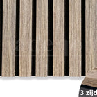 Adeqo Akupanel - Verouderd Eiken hout 300 x 60 cm - 3 zijdig écht houtfineer - Akoestische Panelen