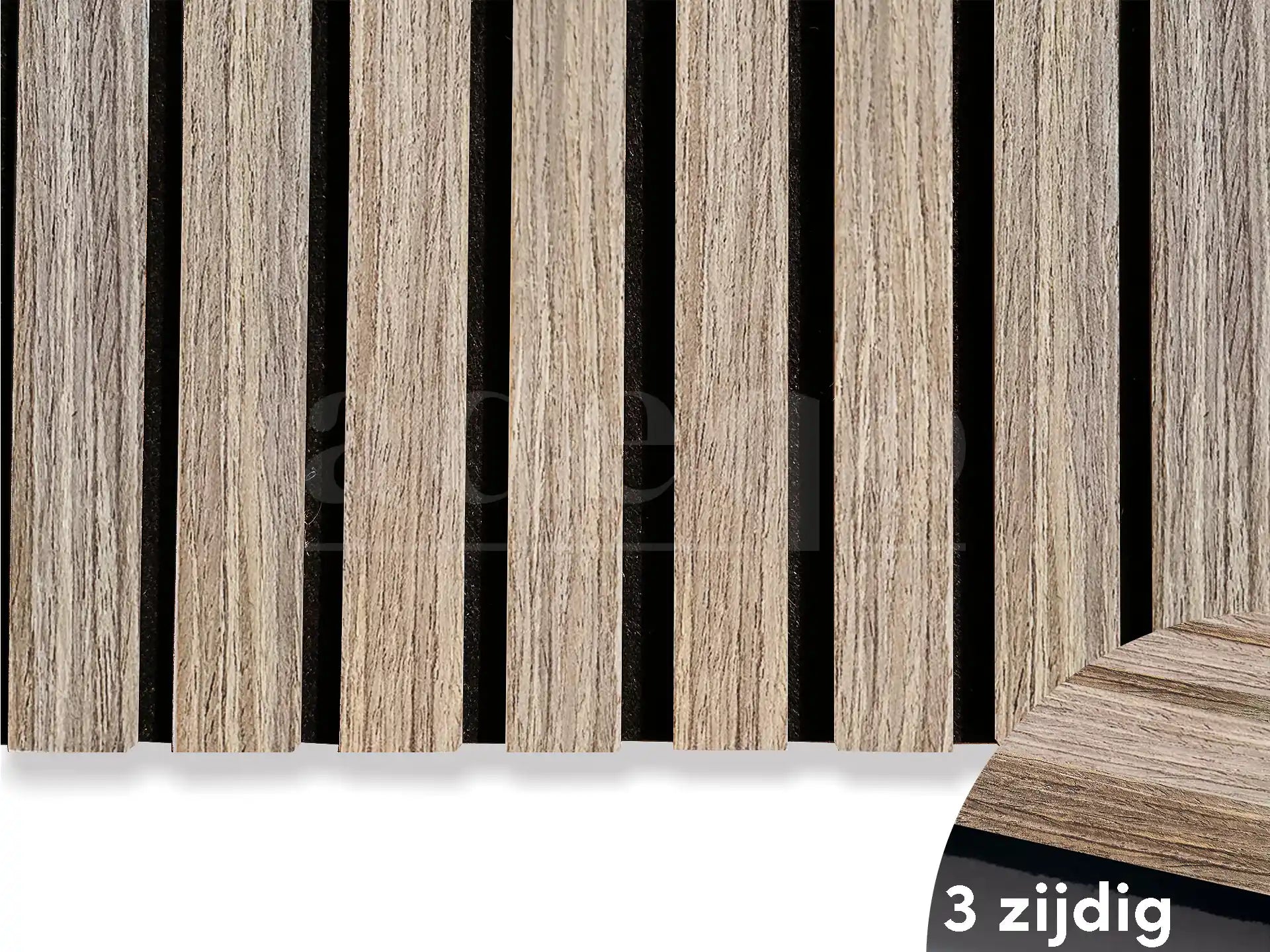 Adeqo Akupanel - Verouderd Eiken hout 300 x 60 cm - 3 zijdig écht houtfineer - Akoestische Panelen