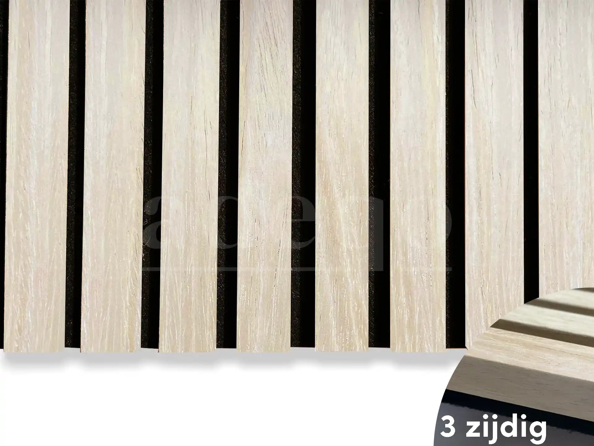 Adeqo Akupanel - Wit Eiken hout 300 x 60 cm - 3 zijdig écht houtfineer - Akoestische panelen