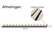 Adeqo akoestische wandpanelen in Wit Eiken met 3-zijdige houtfineerafwerking, technische afmetingen weergegeven.
