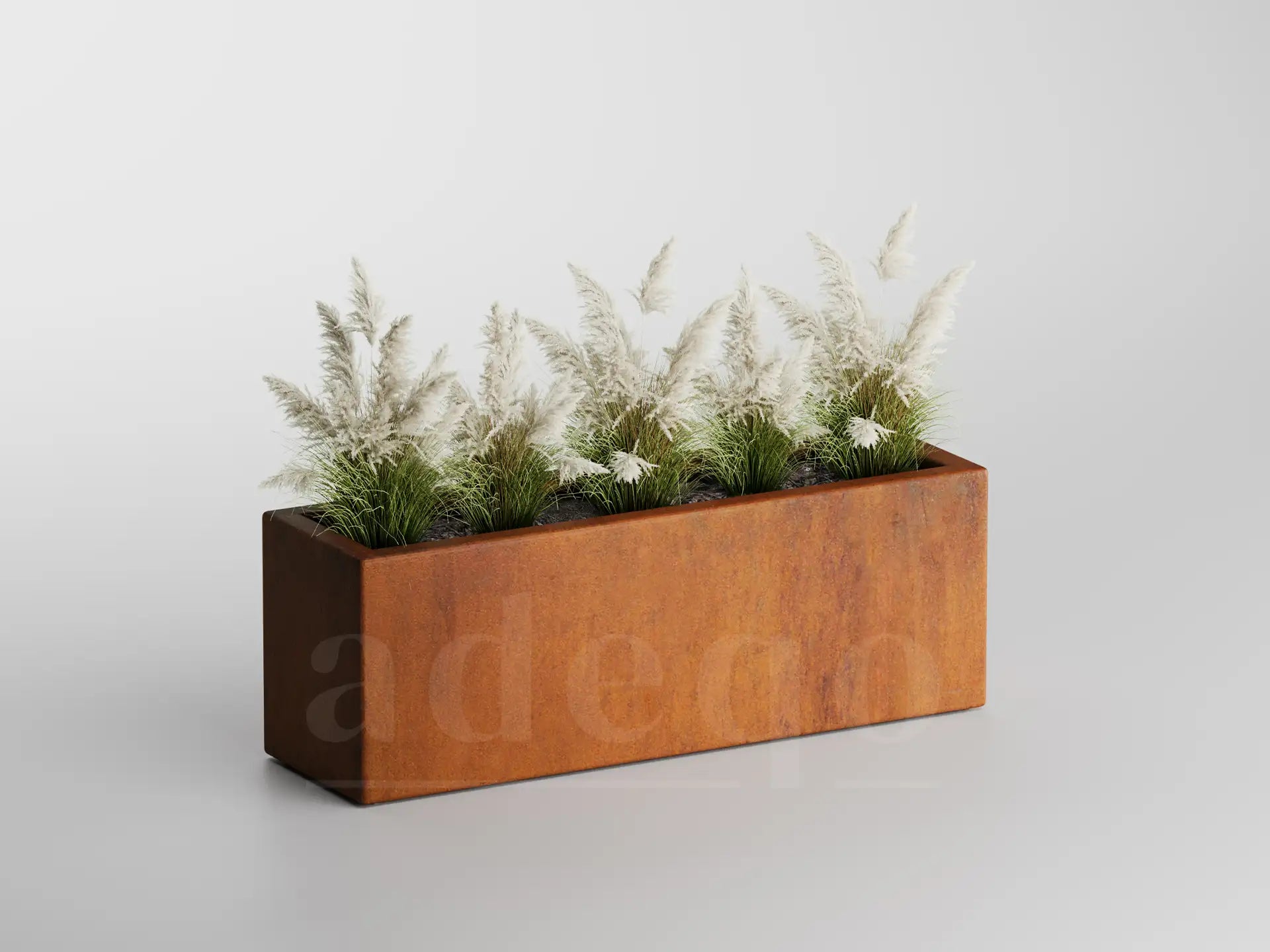 Adeqo cortenstaal plantenbak rechthoek 100 x 30 x 35 cm - Dikte 1,5mm - Met bodem