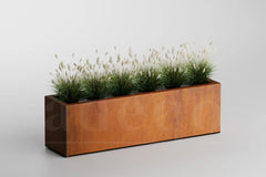 Adeqo cortenstaal plantenbak rechthoek 120 x 30 x 35 cm - Dikte 1,5mm - Met bodem