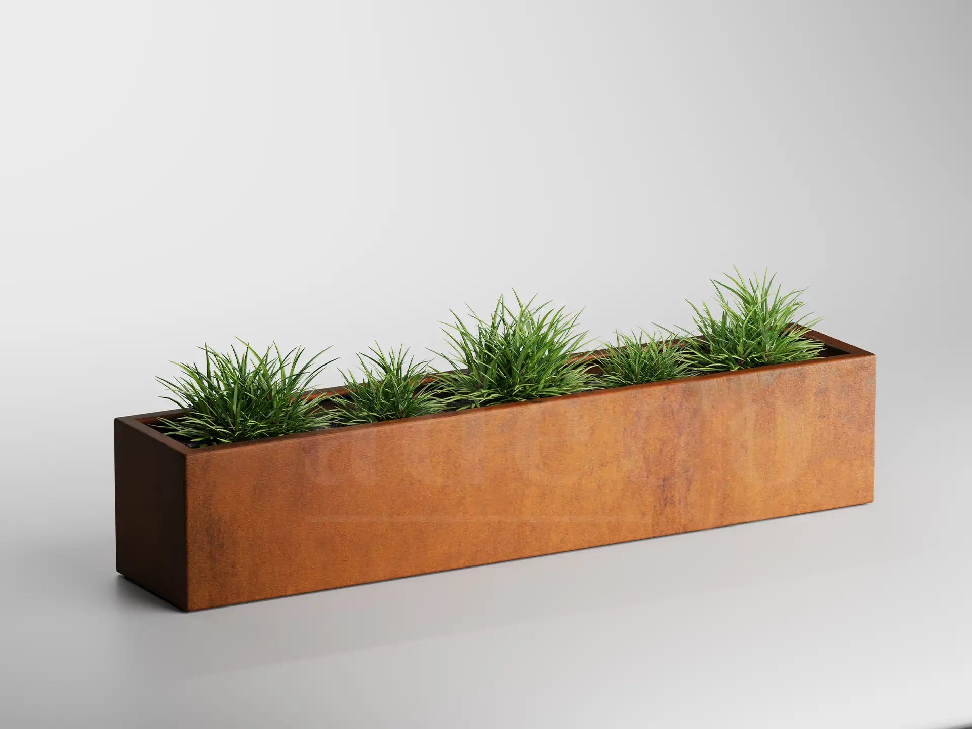Adeqo cortenstaal plantenbak rechthoek 200 x 40 x 40 cm - Dikte 2mm - Met bodem