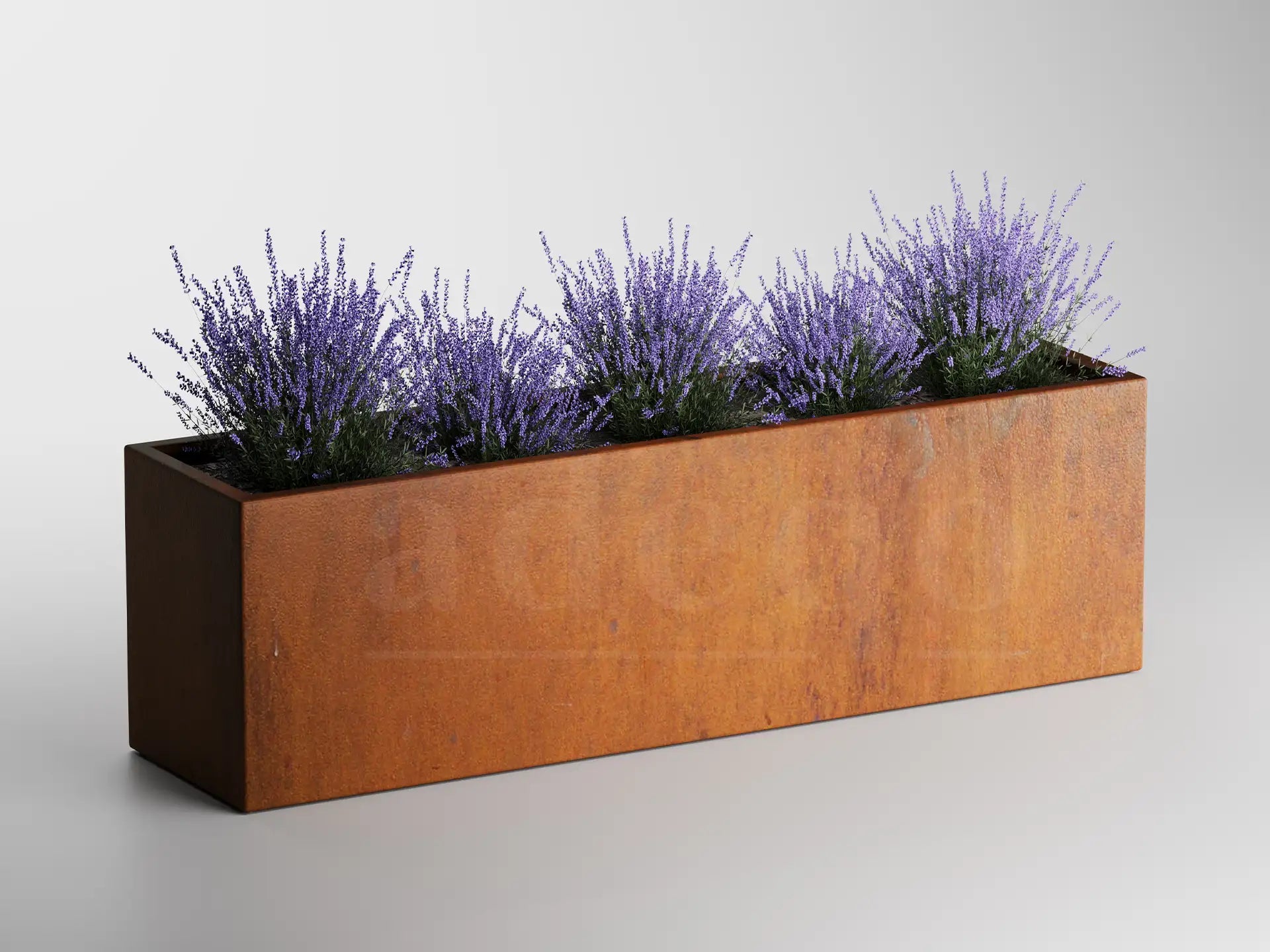 Adeqo cortenstaal plantenbak rechthoek 200 x 50 x 50 cm - Dikte 2mm - Met bodem