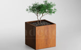 Adeqo cortenstaal plantenbak vierkant 70 x 70 x 70 cm  - Dikte 2mm - Met bodem