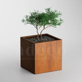Adeqo cortenstaal plantenbak vierkant 70 x 70 x 70 cm  - Dikte 2mm - Met bodem