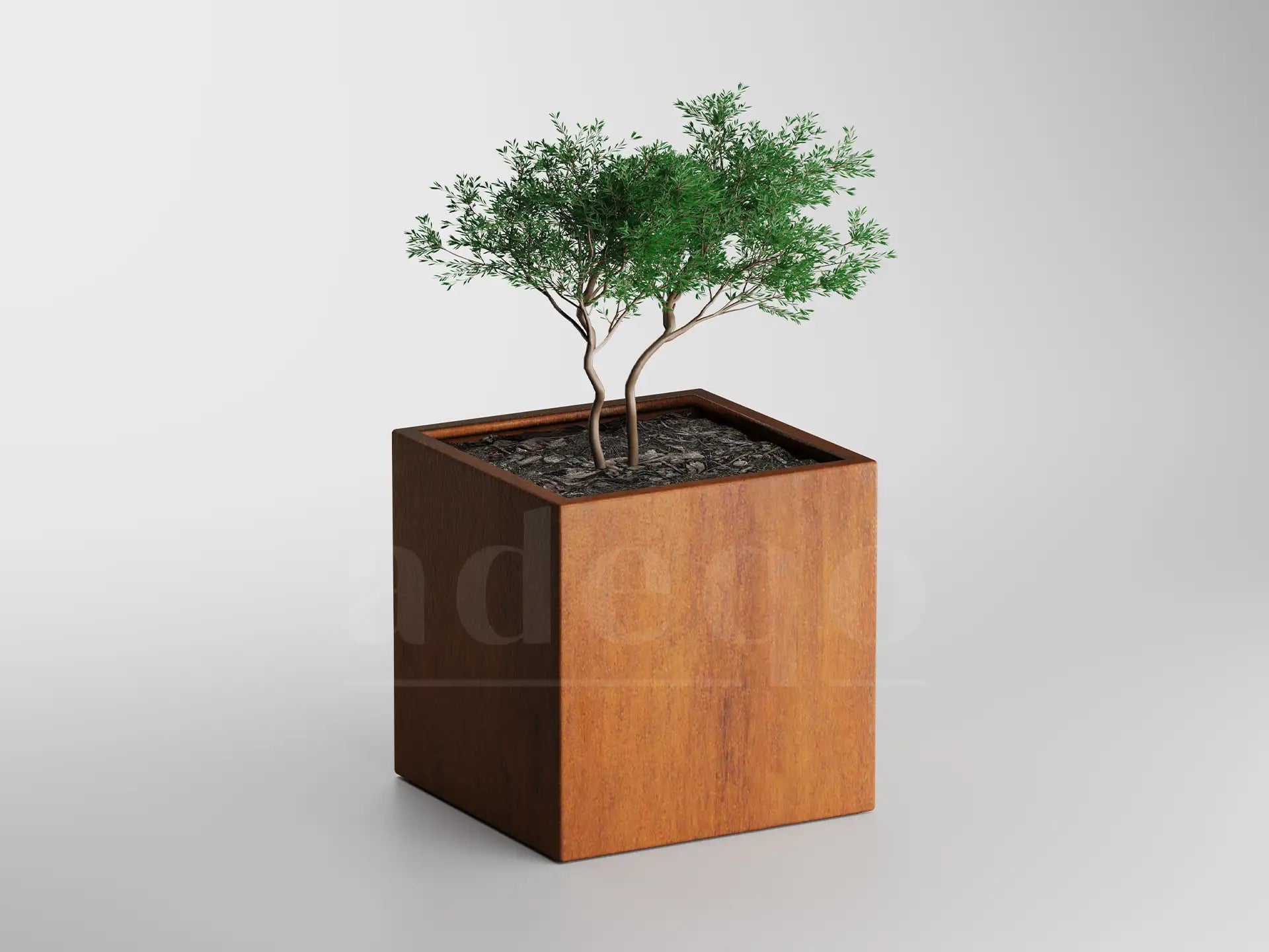Adeqo cortenstaal plantenbak vierkant 70 x 70 x 70 cm  - Dikte 2mm - Met bodem