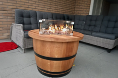 Adeqo Vuurtafel Eikenhout Rond met vierkante brander