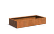 Adezz Carrez Cortenstaal Plantenbak Rechthoek 200 x 100 x 40 cm met bodem, productfoto op witte achtergrond.