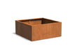 Adezz Carrez Cortenstaal Plantenbak Vierkant 140 x 140 x 60 cm met bodem, productfoto op witte achtergrond.