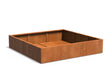 Adezz Carrez Cortenstaal Plantenbak Vierkant 200 x 200 x 40 cm met bodem, productfoto op witte achtergrond.
