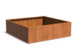 Adezz Carrez Cortenstaal Plantenbak Vierkant 200 x 200 x 60 cm met bodem, productfoto op witte achtergrond.