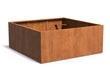 Adezz Carrez Cortenstaal Plantenbak Vierkant 200 x 200 x 80 cm met bodem, productfoto op witte achtergrond.
